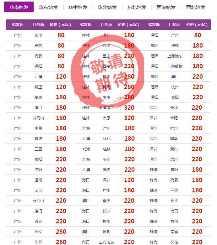 南航本月会员日 促销价格出炉，80元起秋季游大江南北，部分国庆票