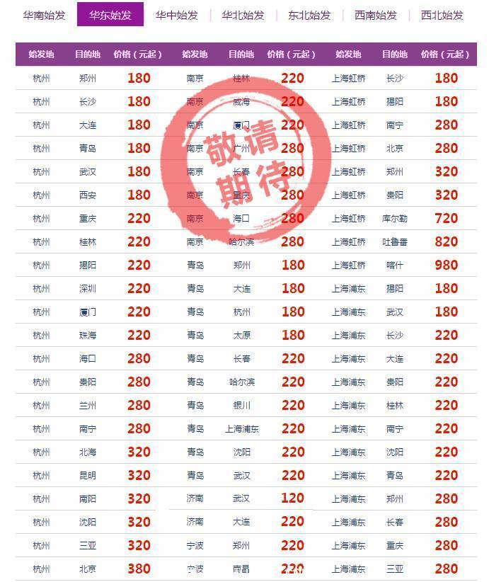 南航本月会员日 促销价格出炉，80元起秋季游大江南北，部分国庆票
