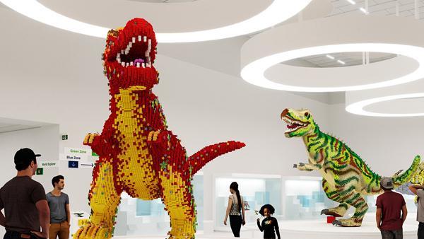 丹麦 LEGO House「Masterpiece Gallery」内展出巨型恐龙。