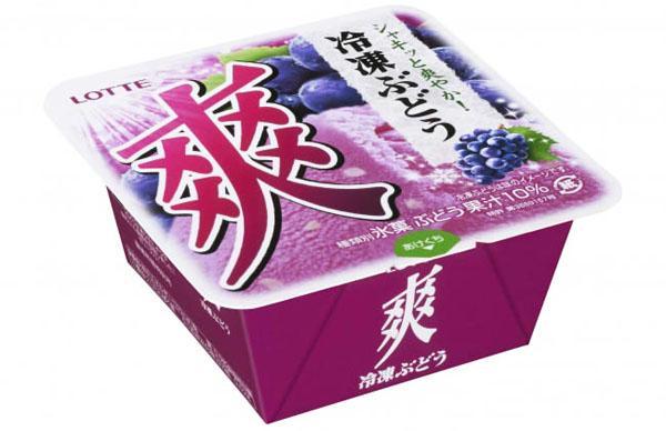 「爽」系列以其冰爽口感为卖点,有点像雪芭和雪糕之间的感觉,冰冻葡萄味是今个夏日的新口味。(图片来源:Entabe)
