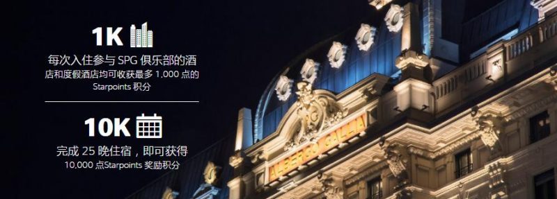 Starwood喜达屋积分活动:SPG2017Q4,每次入住可获1000分,入住25晚可获1万分(2017/11/30前)