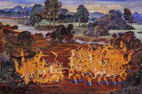 玉佛寺外墙上拉玛坚神话场景