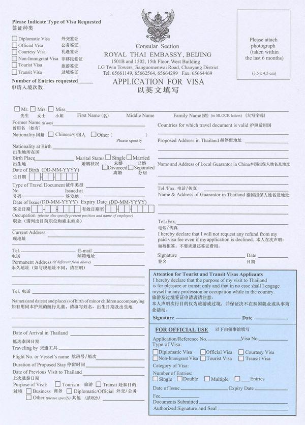 签证申请表