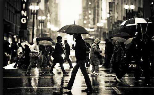 美国纽约雨天