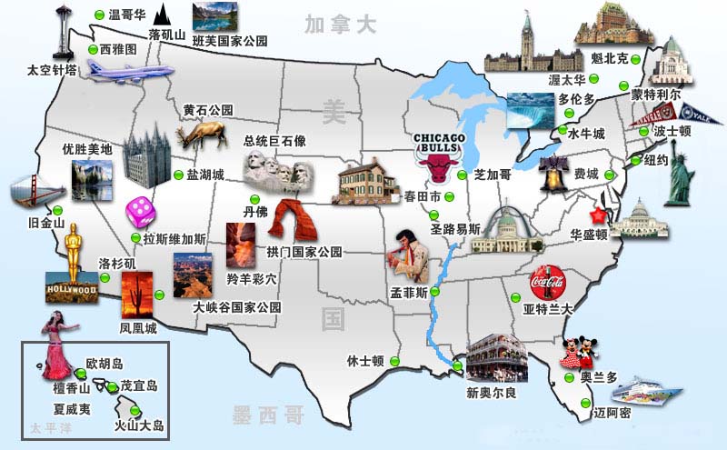 美国旅游地图