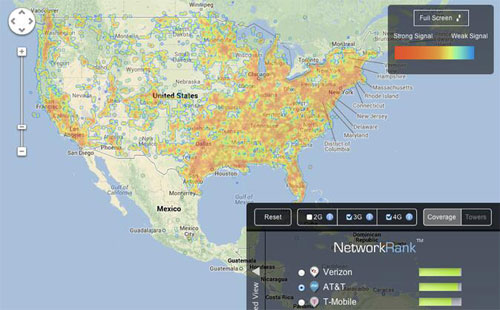 AT&T 网络信号美国覆盖图