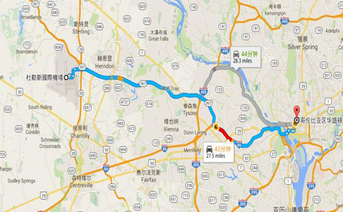 里根机场杜勒斯机场哪个离市区近,杜勒斯机场与华盛顿市区距离