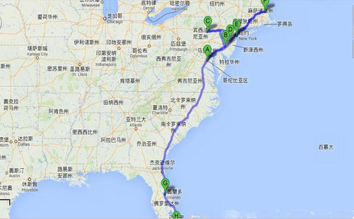 美国旅游路线图